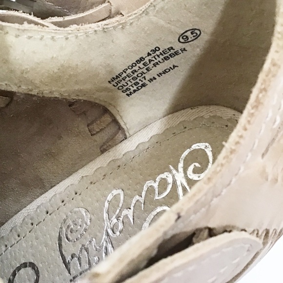 Naughty Monkey Killion Leather Huarache Stacked Heel Sandals Nude Open Toe 9.5 - Picture 9 of 12